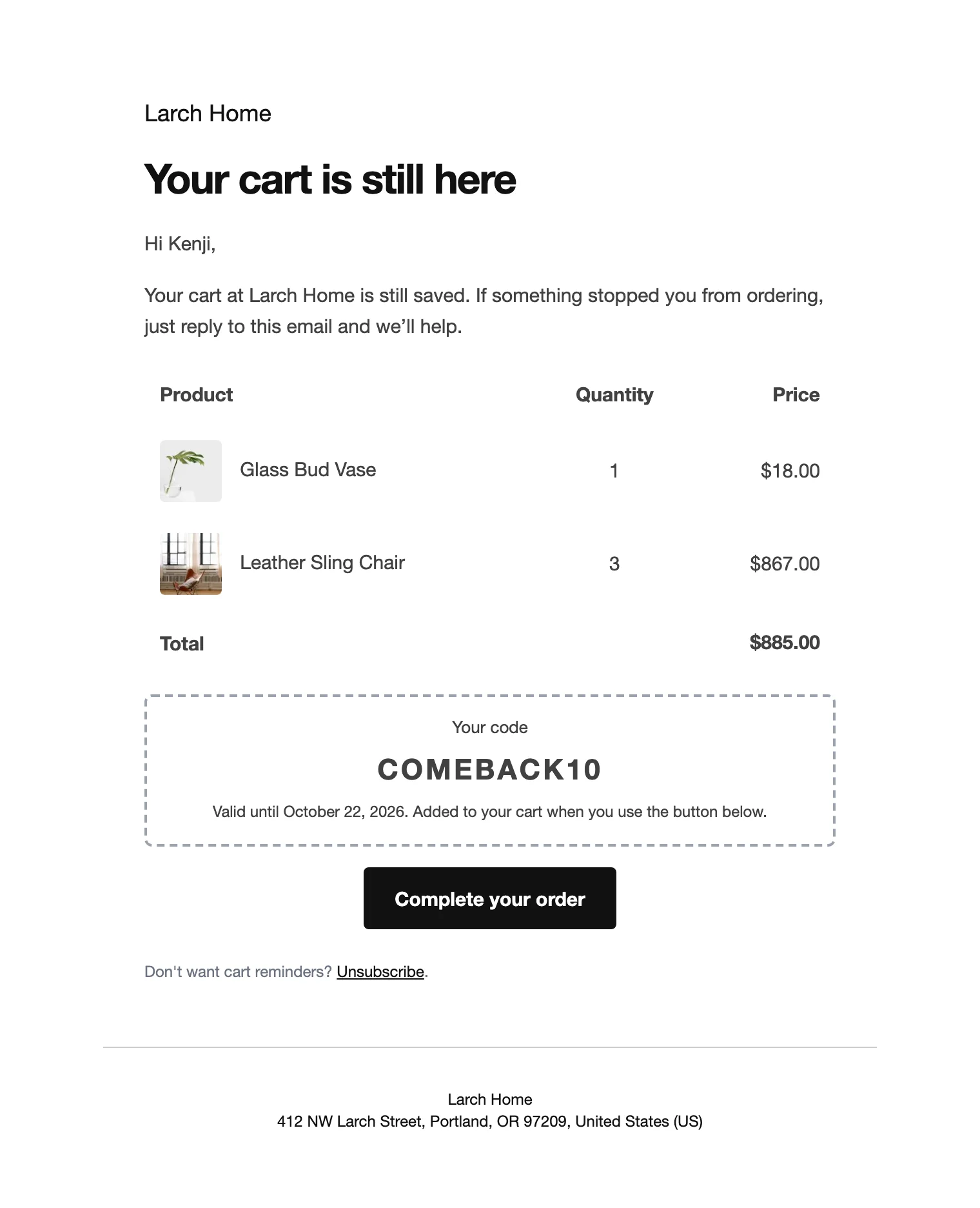 A reminder email.