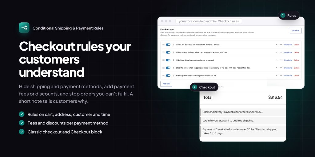Conditional Shipping & Payment Rules for WooCommerce