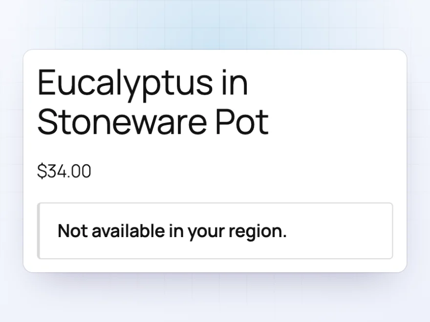Product page showing Not available in your region instead of Add to cart