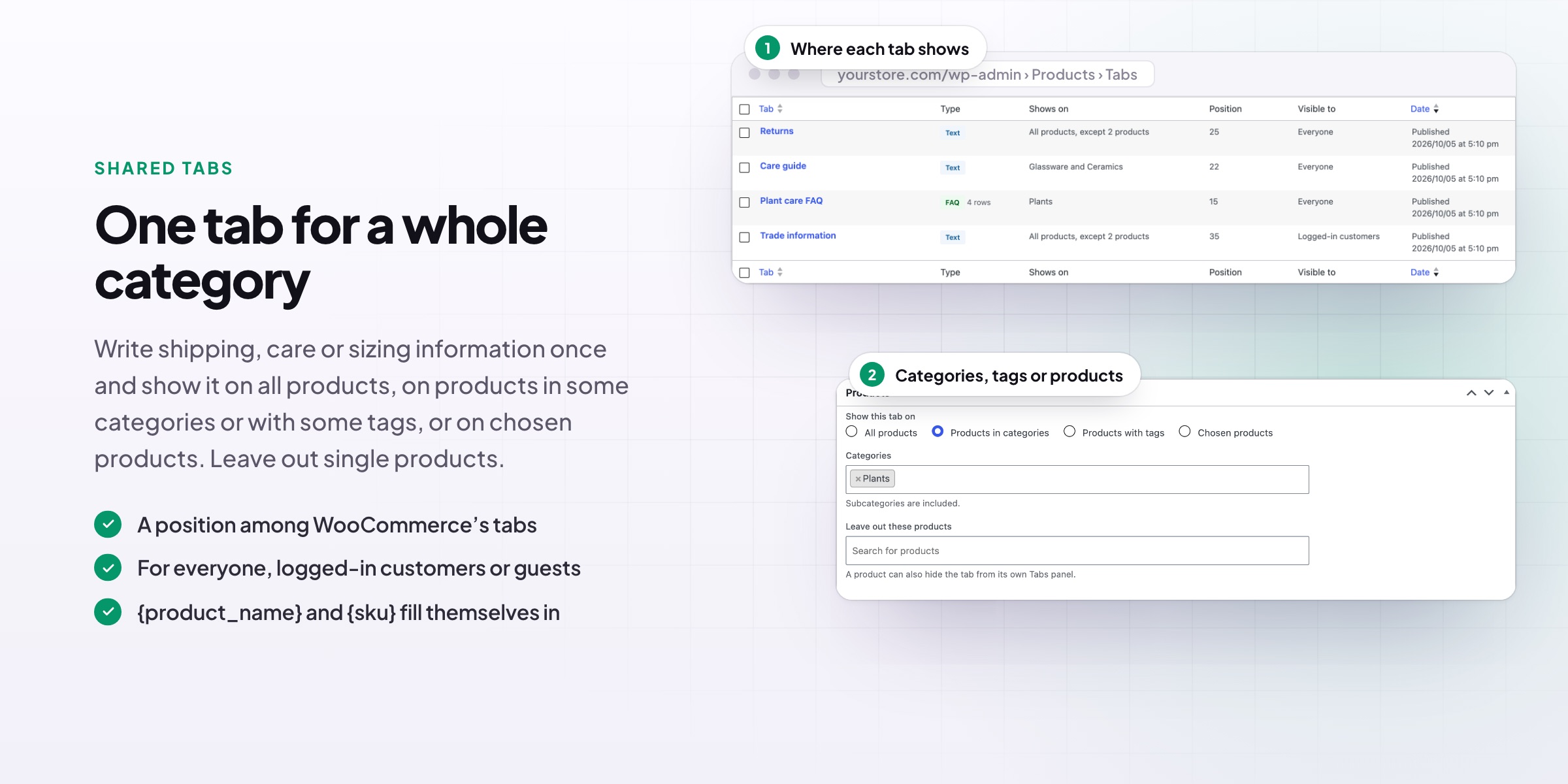 Custom Product Tabs & FAQ: screenshot 1