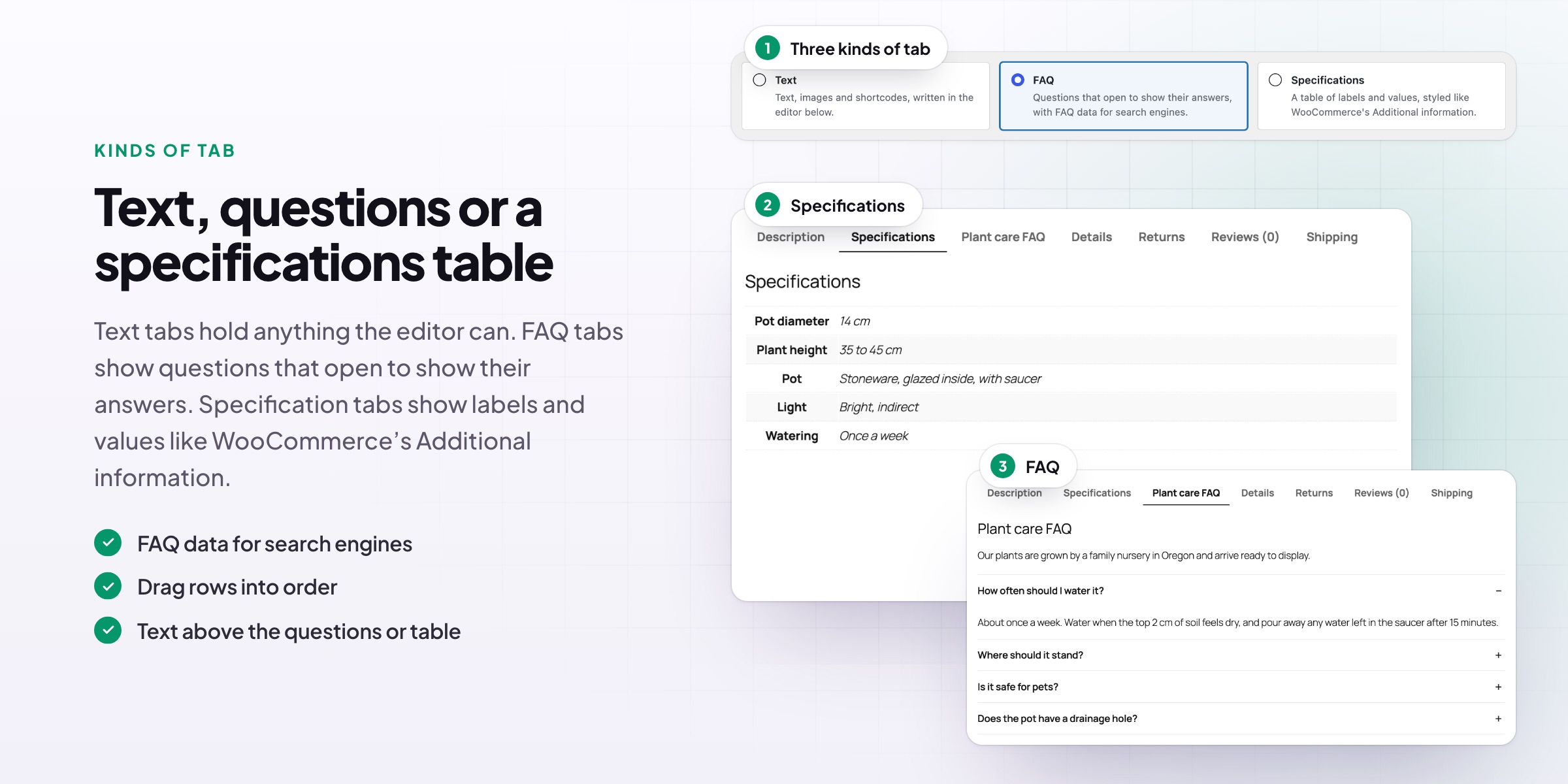 Custom Product Tabs & FAQ: screenshot 2