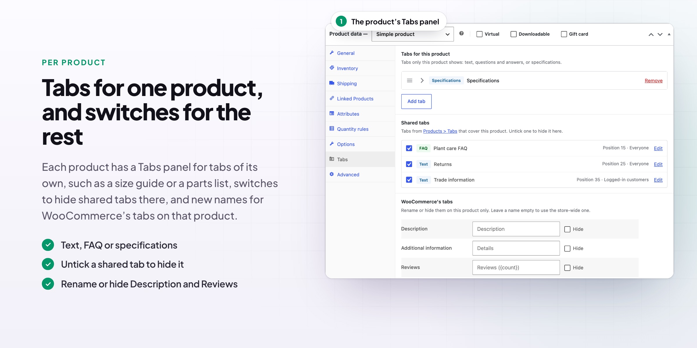Custom Product Tabs & FAQ: screenshot 3