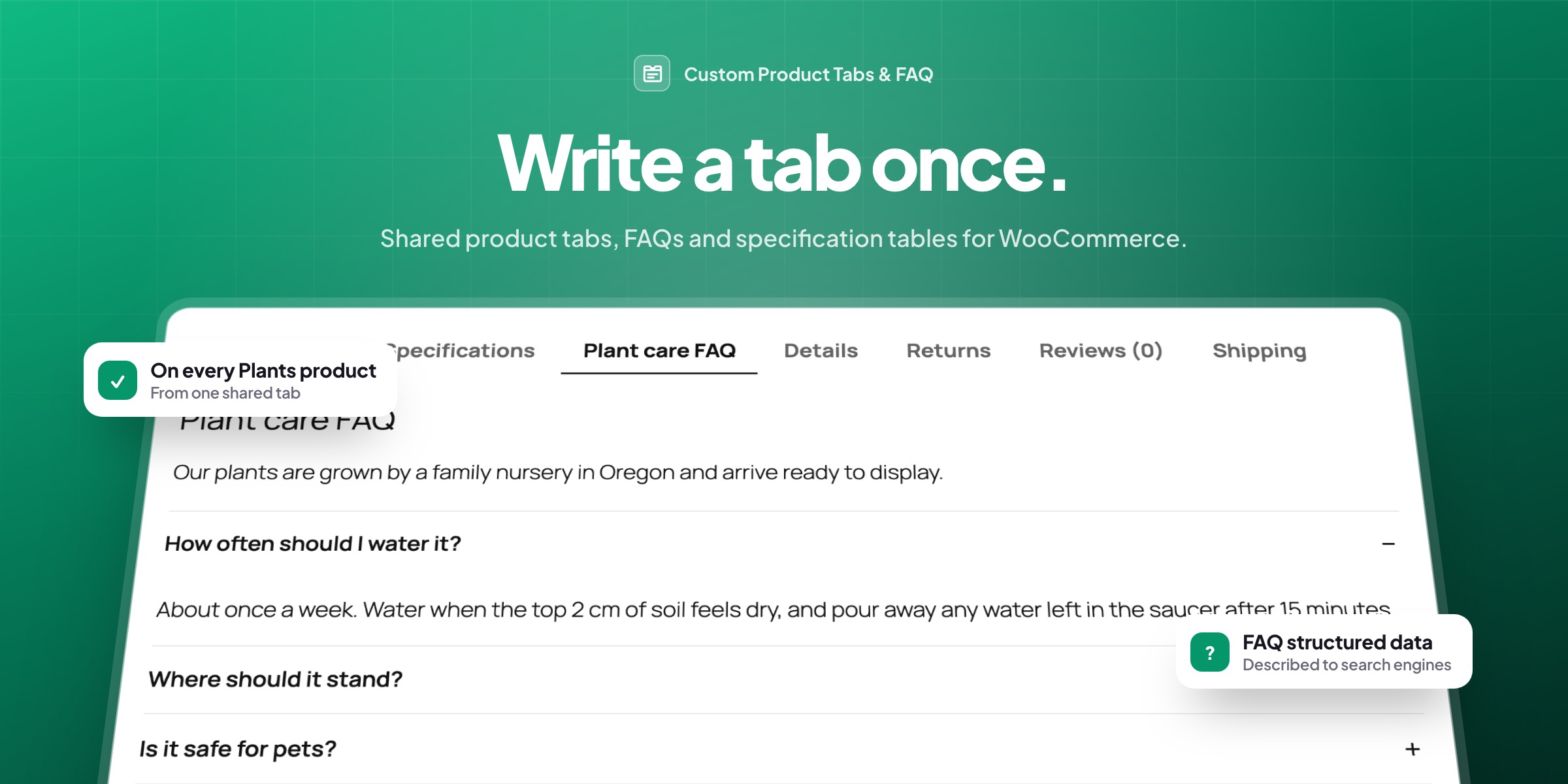 Custom Product Tabs & FAQ for WooCommerce