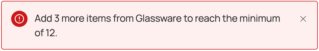 A cart notice for a category total.