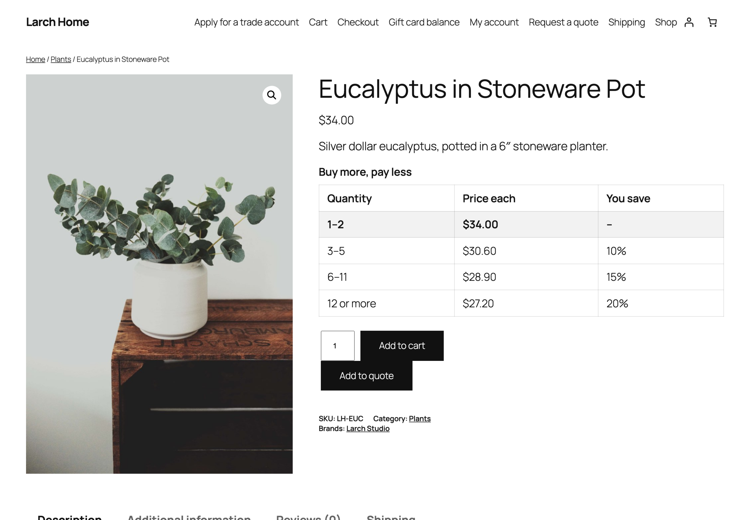 Quantity discounts on the product page.