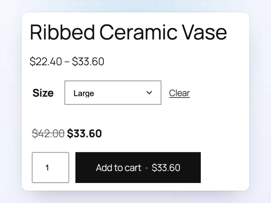 Product page showing a sale price with the regular price crossed out