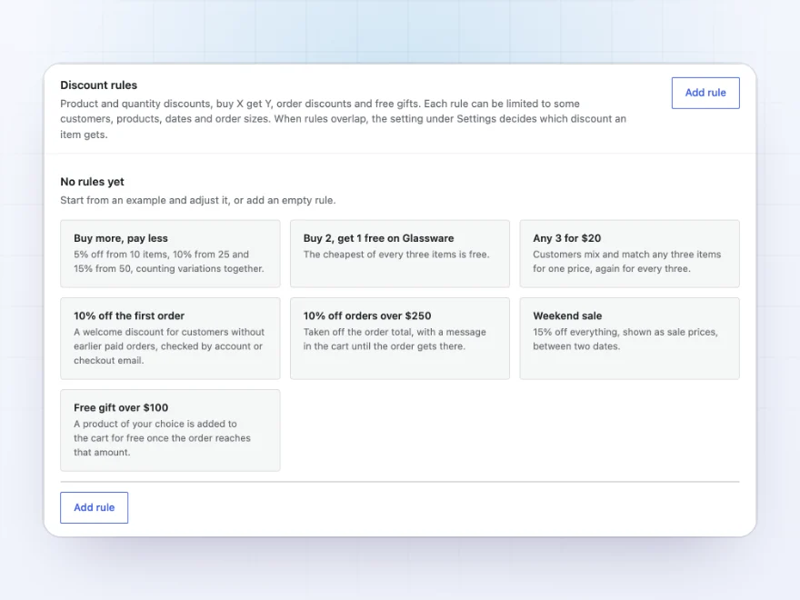 Ready-made discount rules to start from