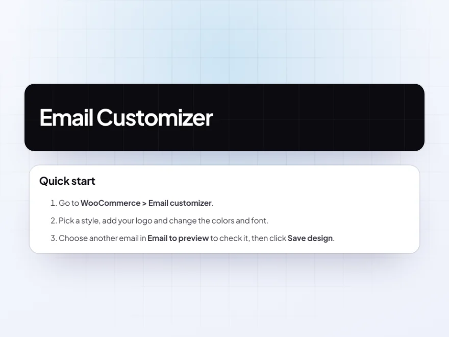 The Email Customizer documentation with its quick start