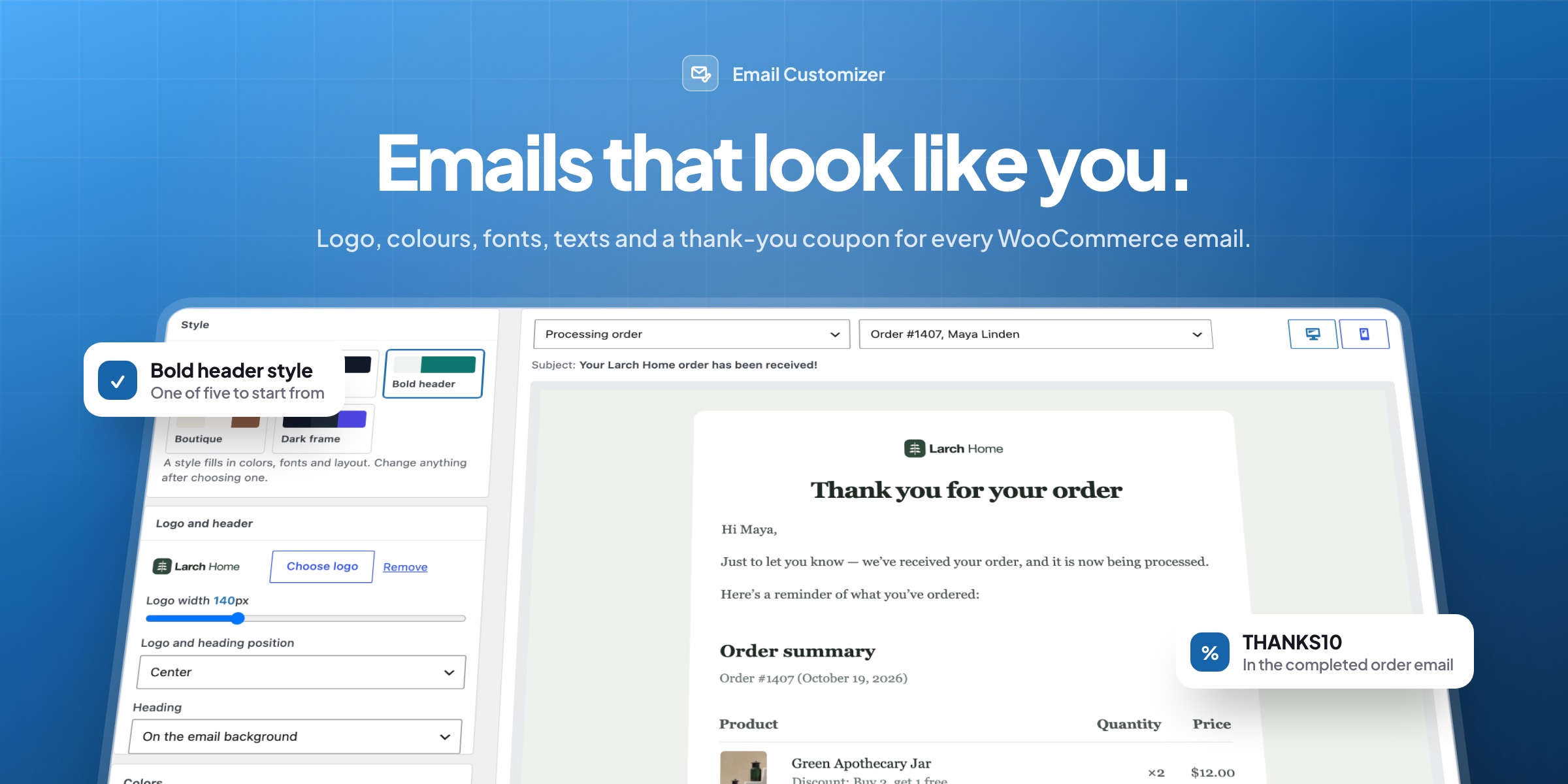 Email Customizer for WooCommerce