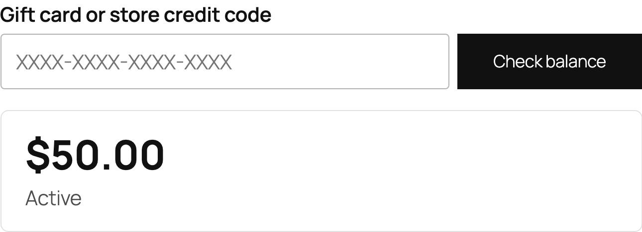 The Gift card balance block.