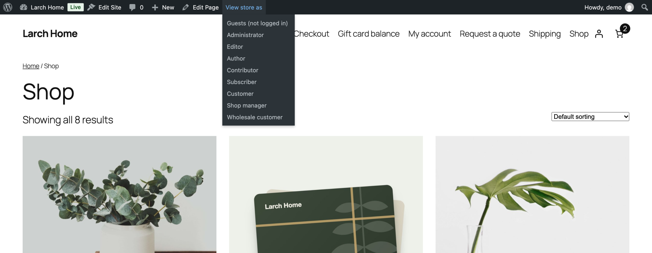 View store as, in the toolbar.