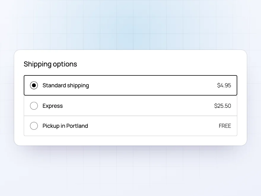 Shipping options at checkout in Canadian dollars