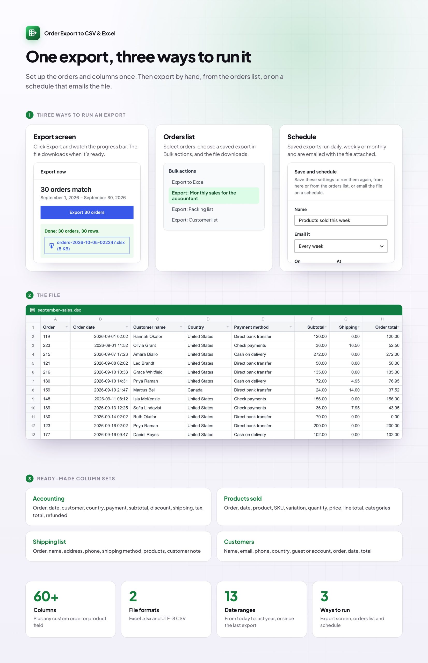 How Order Export to CSV & Excel works