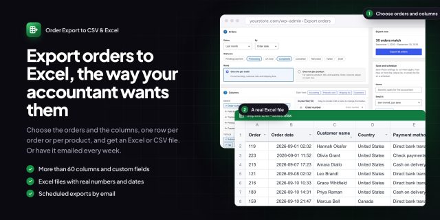 Order Export to CSV & Excel for WooCommerce