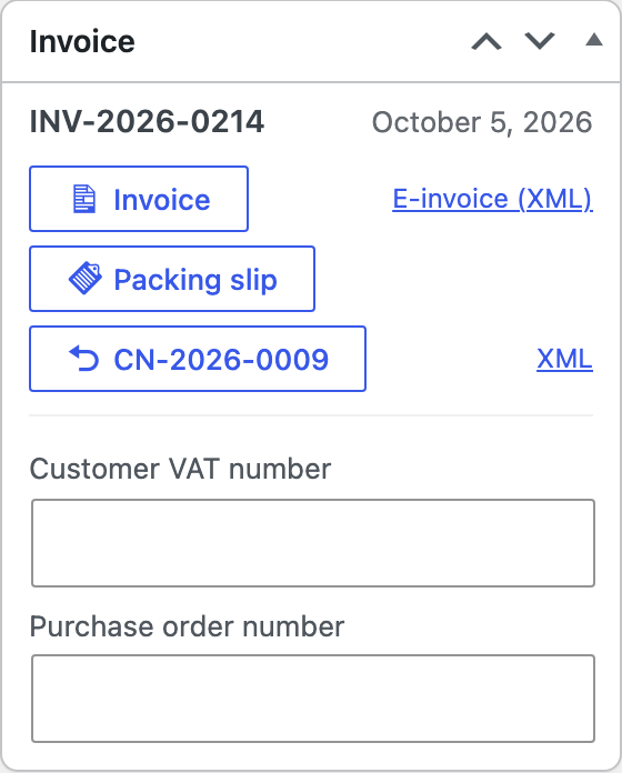 The Invoice box on the order screen.