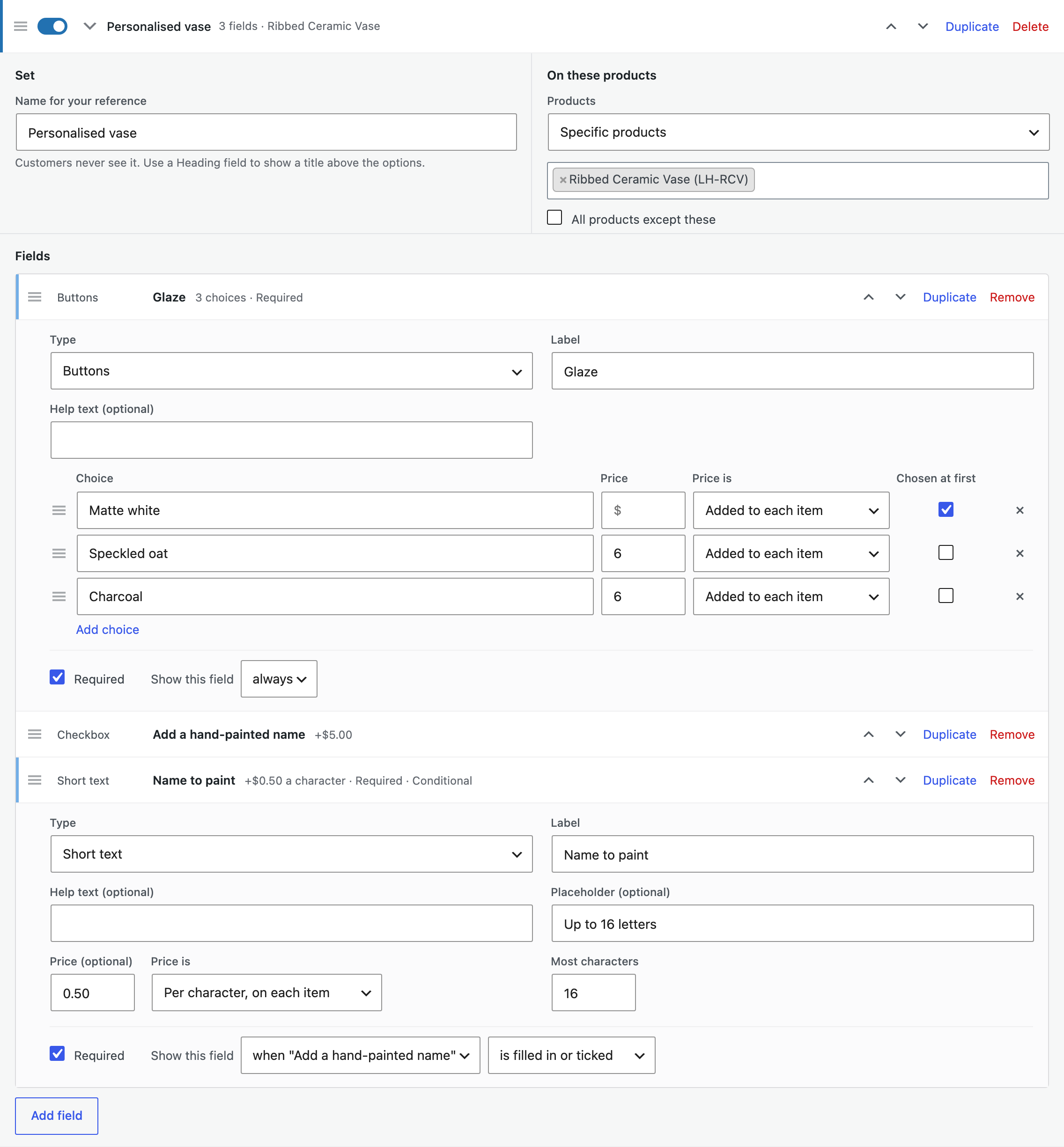 An open option set.