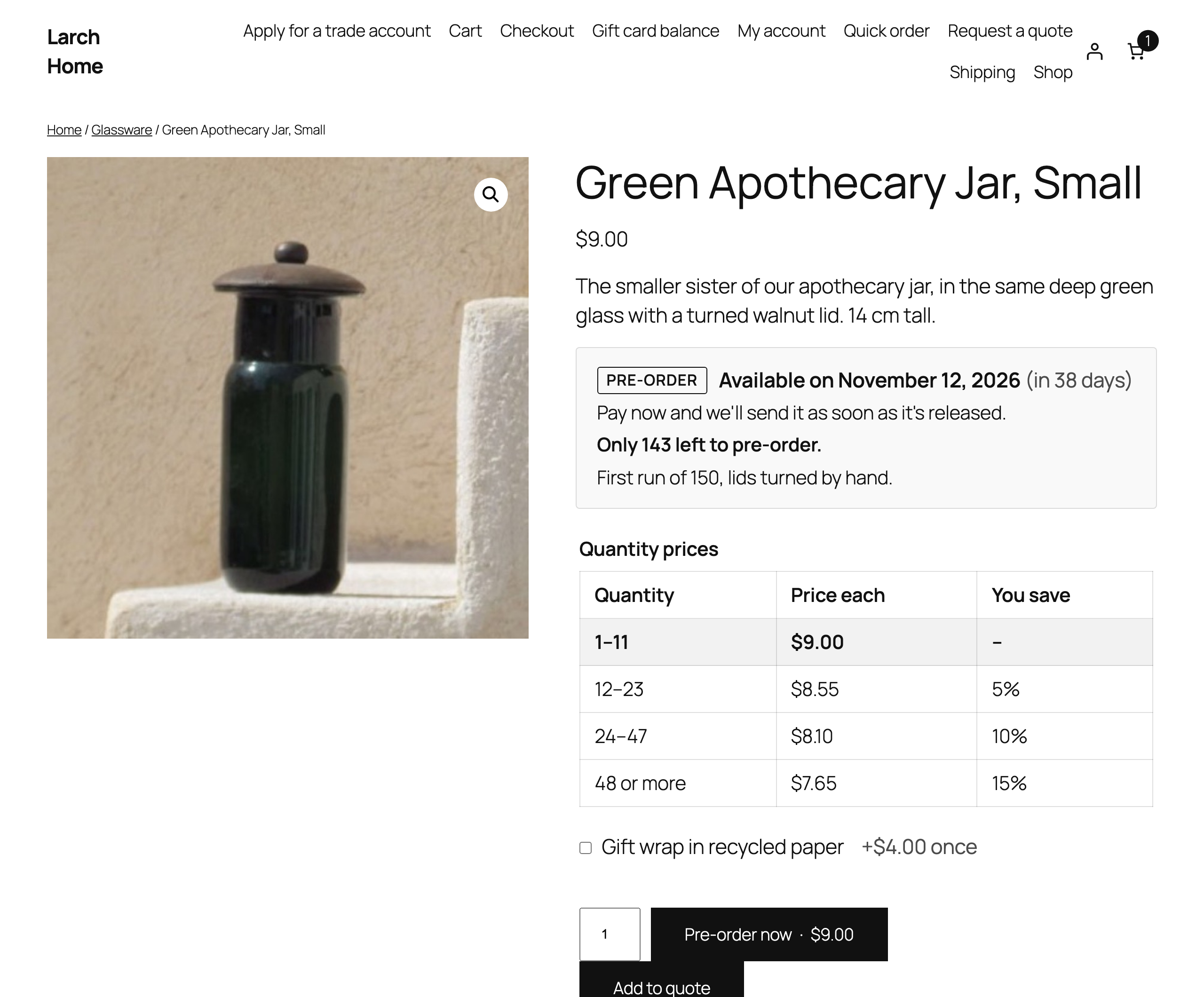 A pre-order product page.