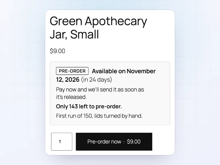 Product page with Pre-order now, the release date and Only 143 left to pre-order