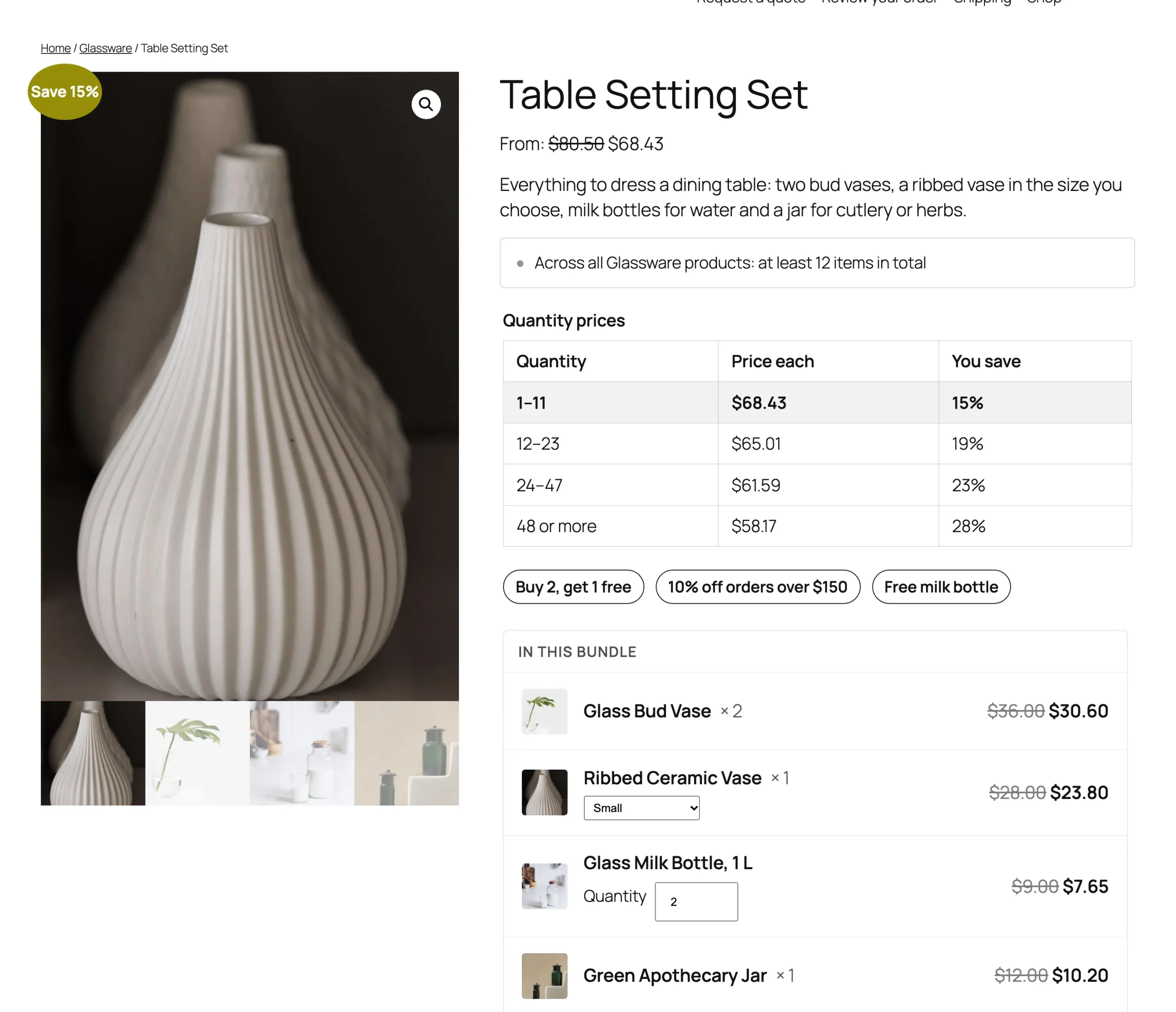 A bundle on the product page.