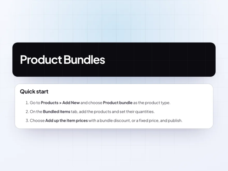 The Product Bundles documentation with its quick start