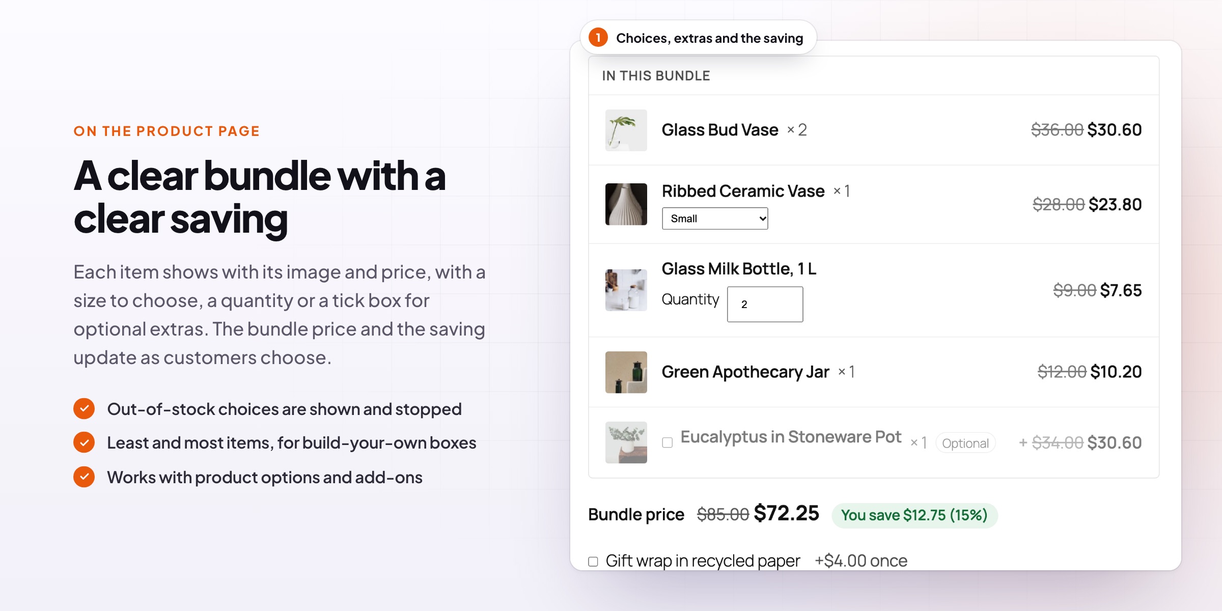 Product Bundles: the bundle on the product page