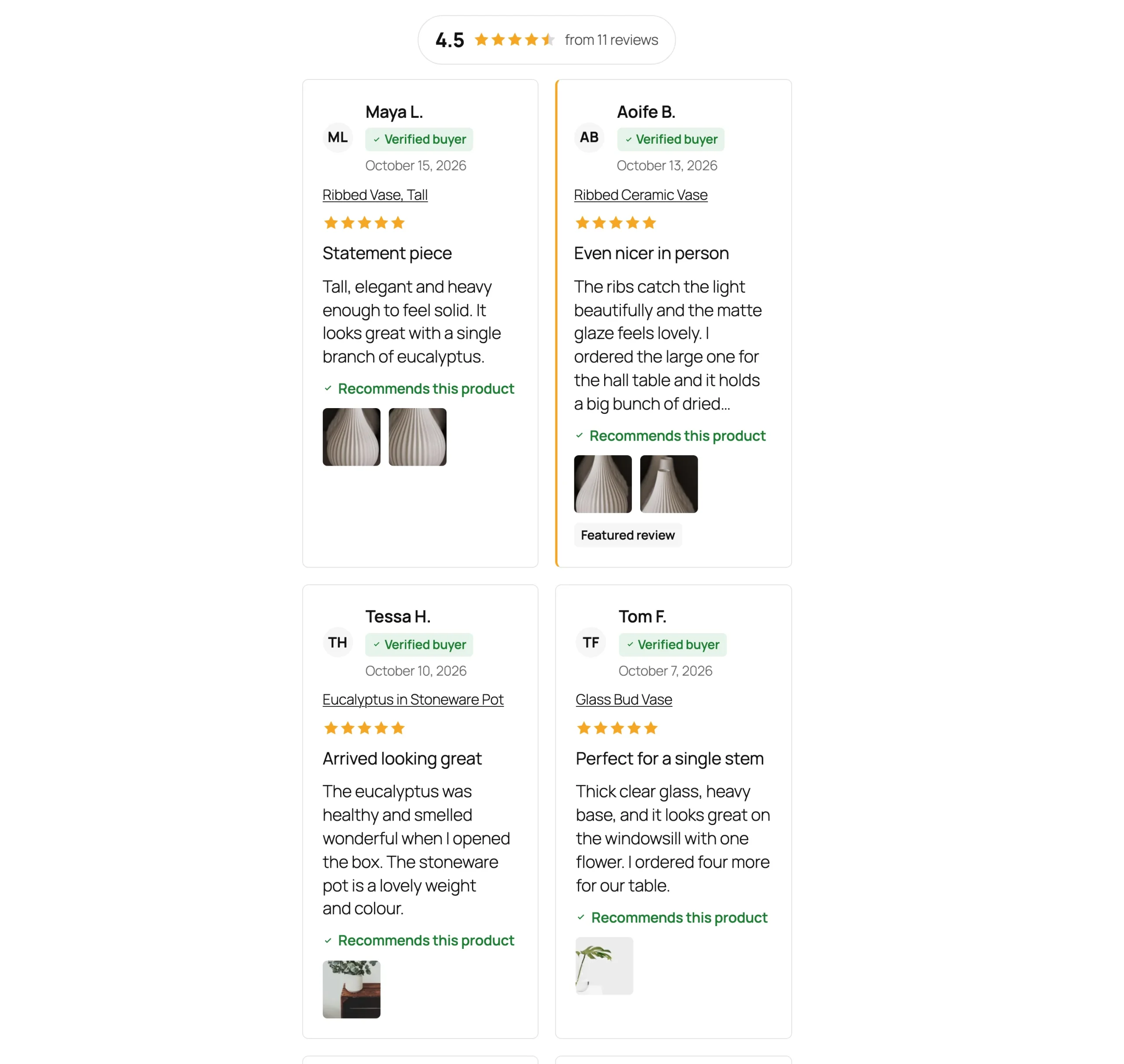 A reviews showcase.