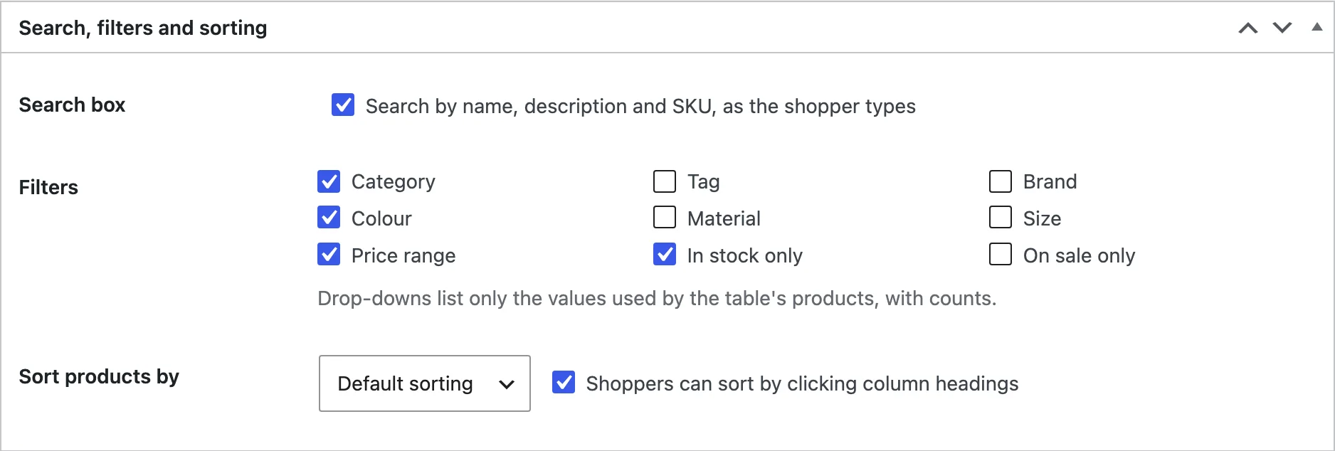 Search, filters and sorting.