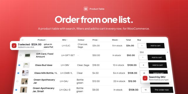 Product Table for WooCommerce