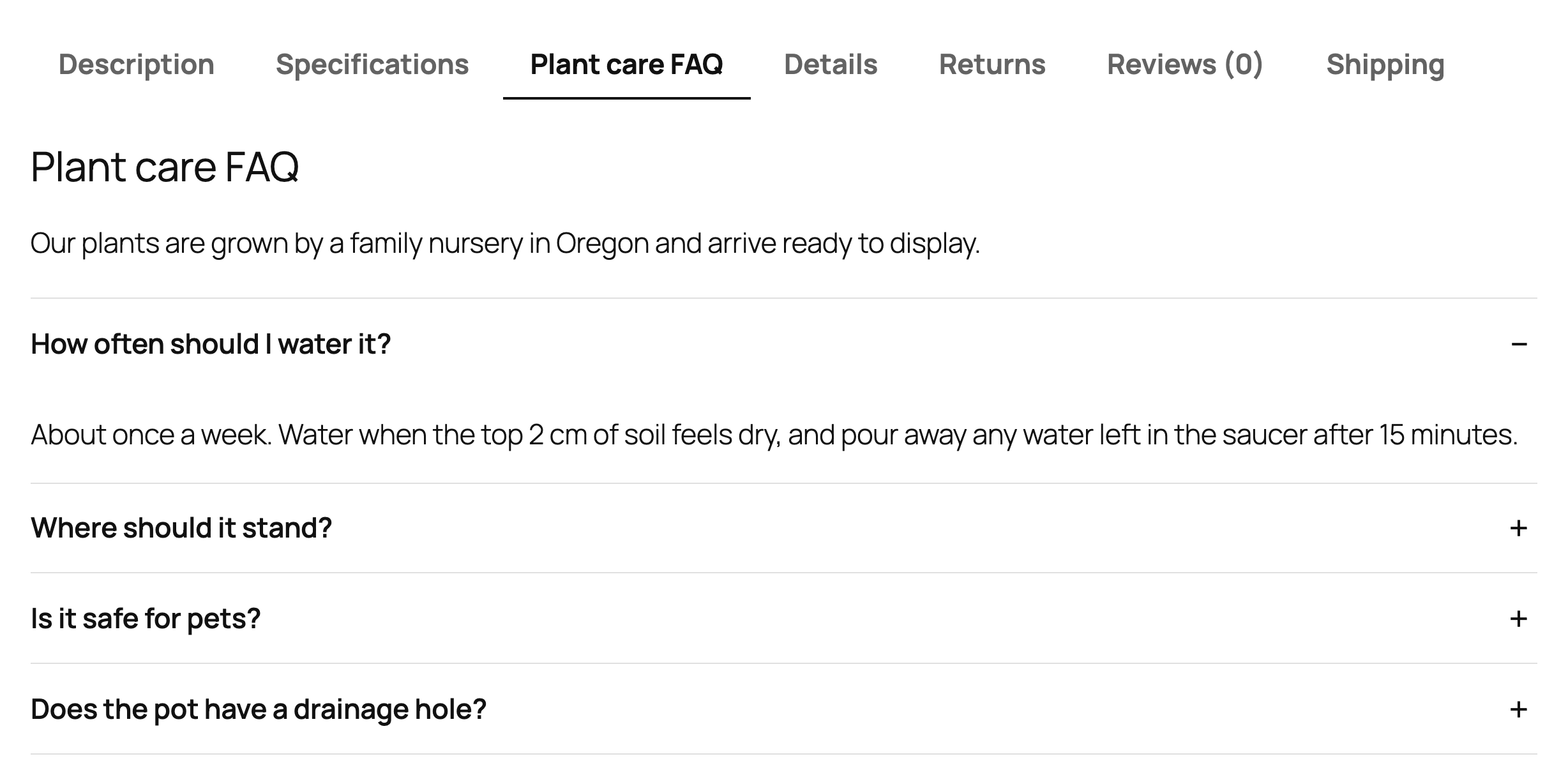 An FAQ tab.