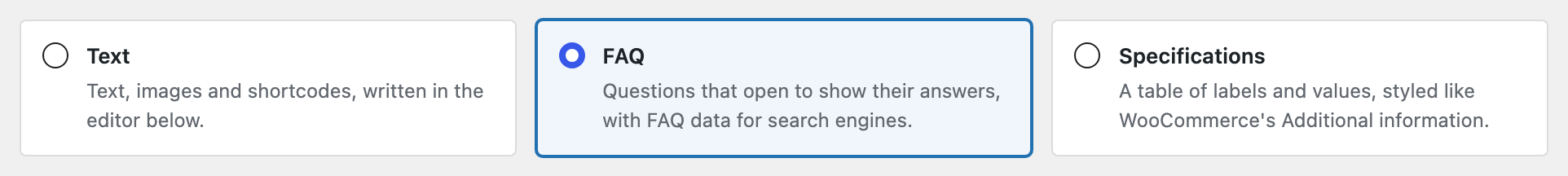 The three kinds of tab.