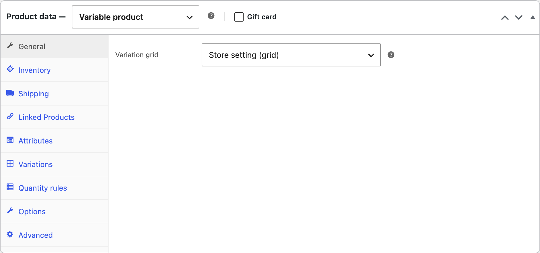 The grid setting on a product.