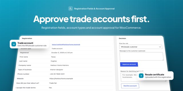 Registration Fields & Account Approval for WooCommerce