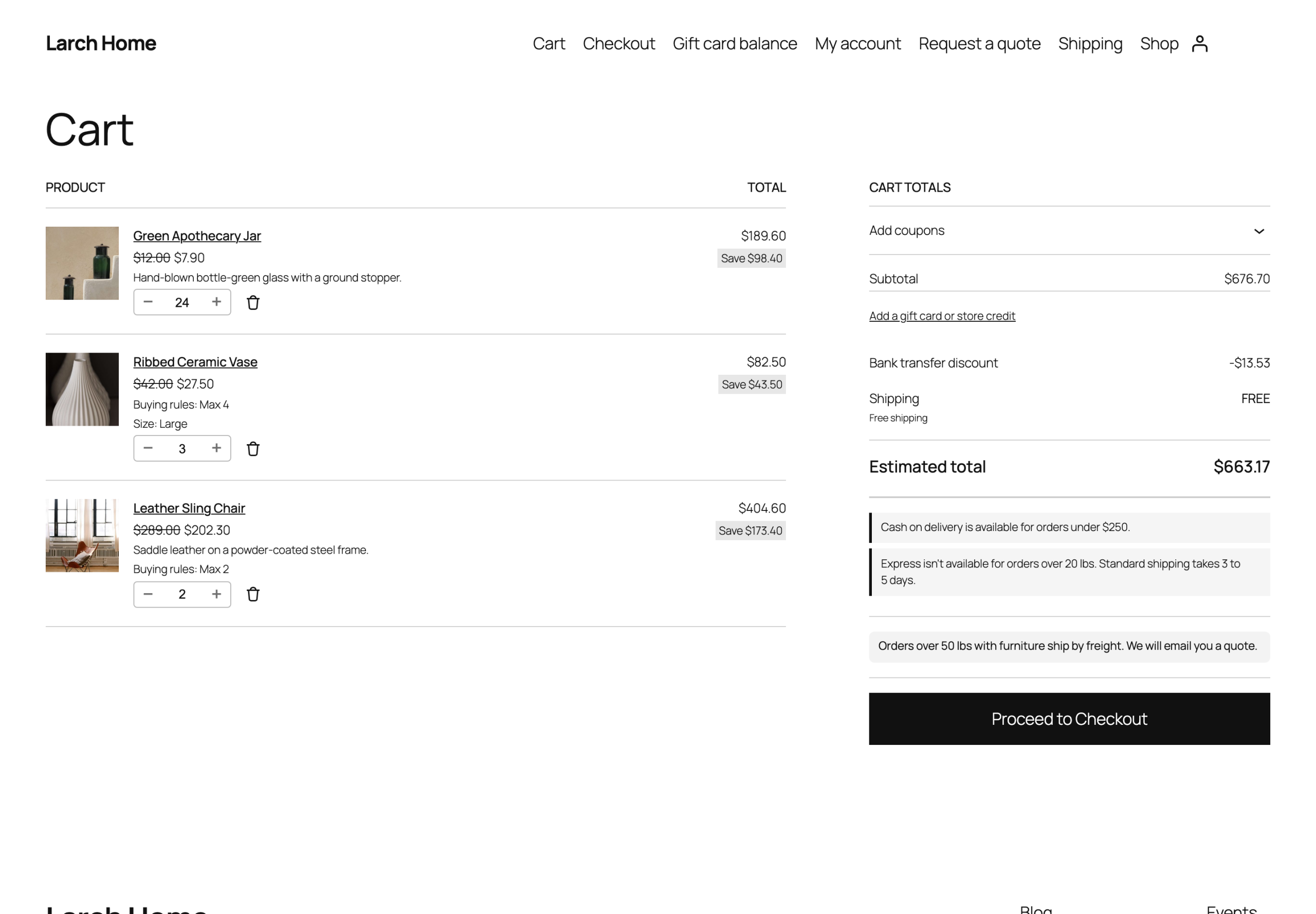 Role prices in the cart.