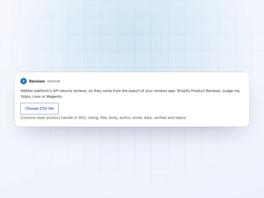 Optional reviews step with export files from review apps