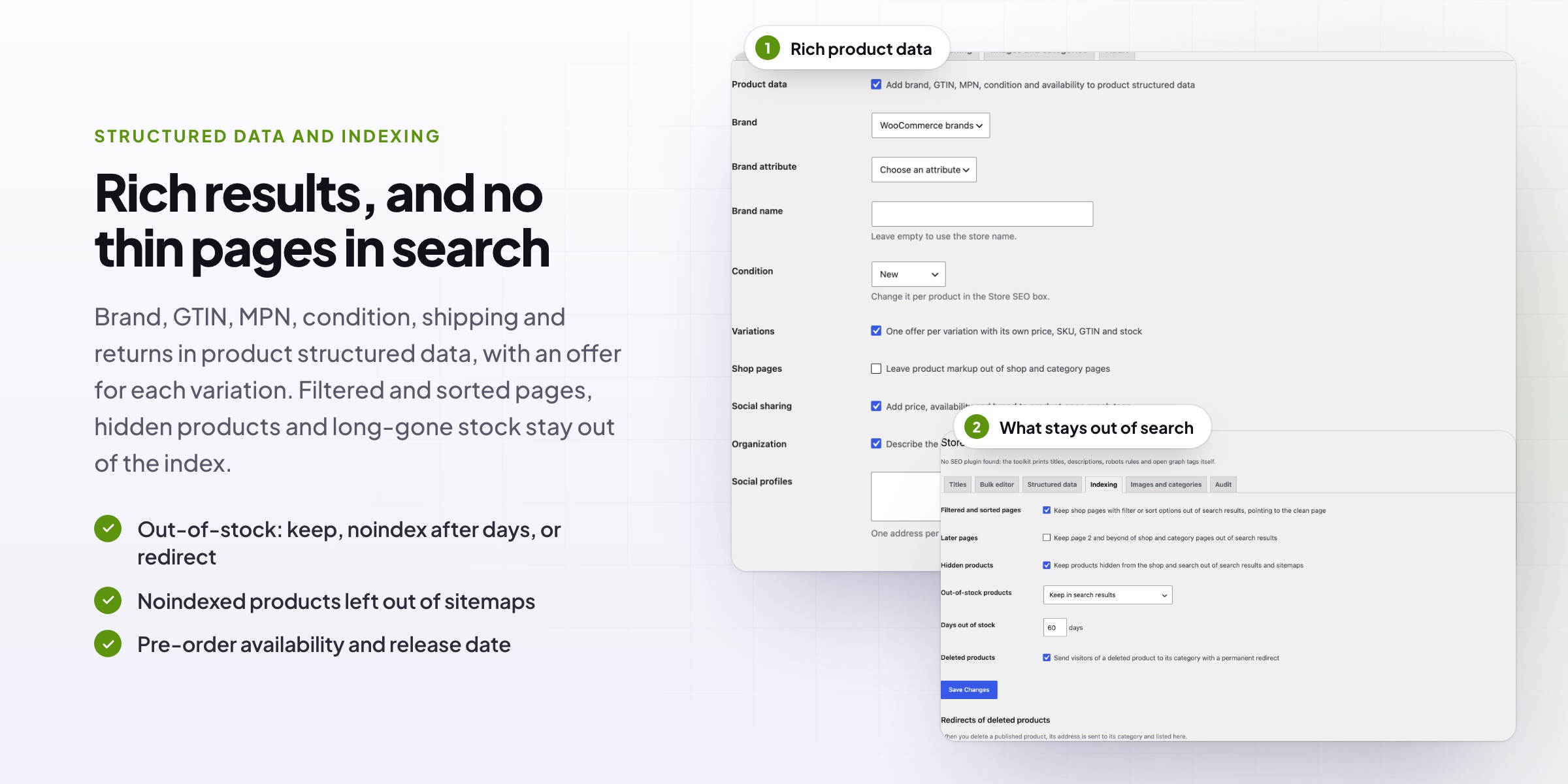 Store SEO Toolkit: structured data and indexing settings