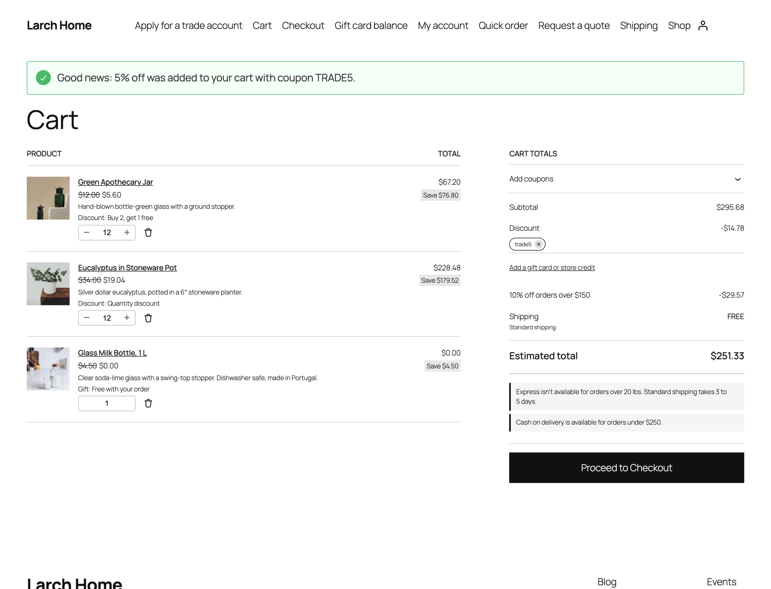 An automatic coupon in the cart.