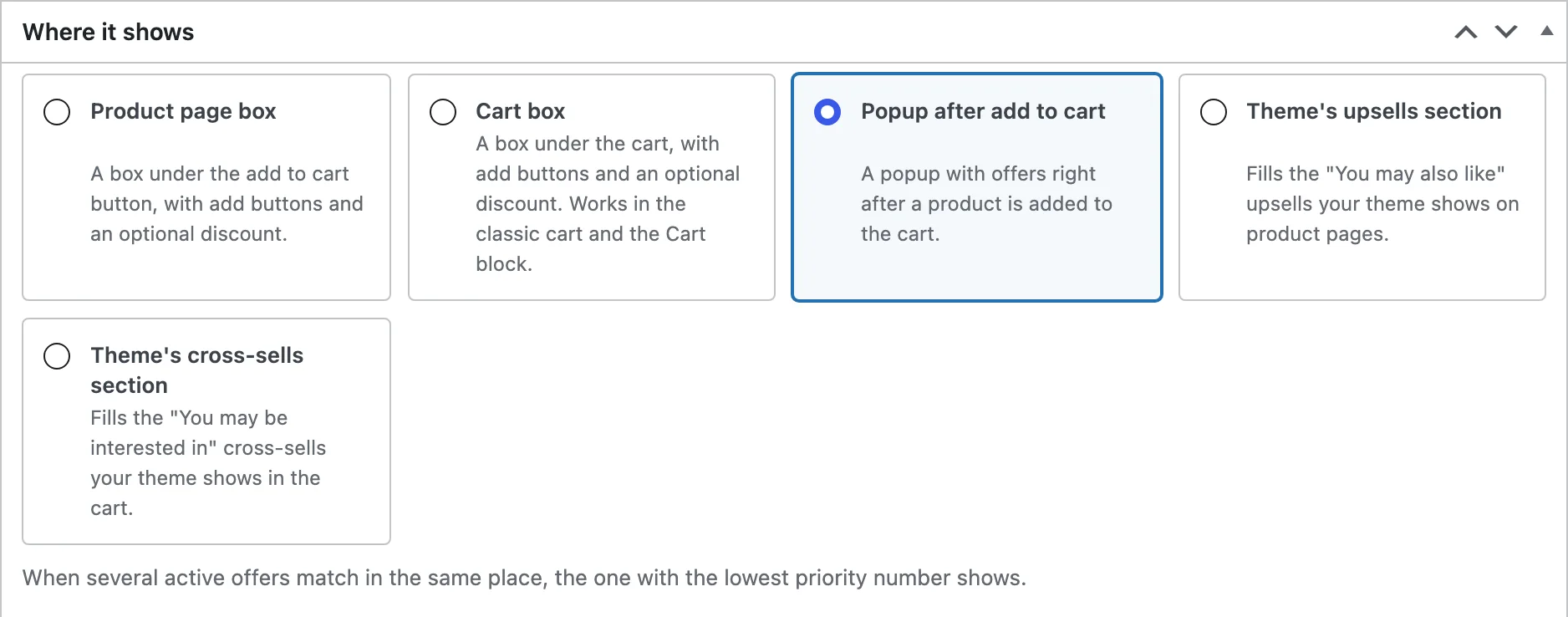 Where an offer shows.