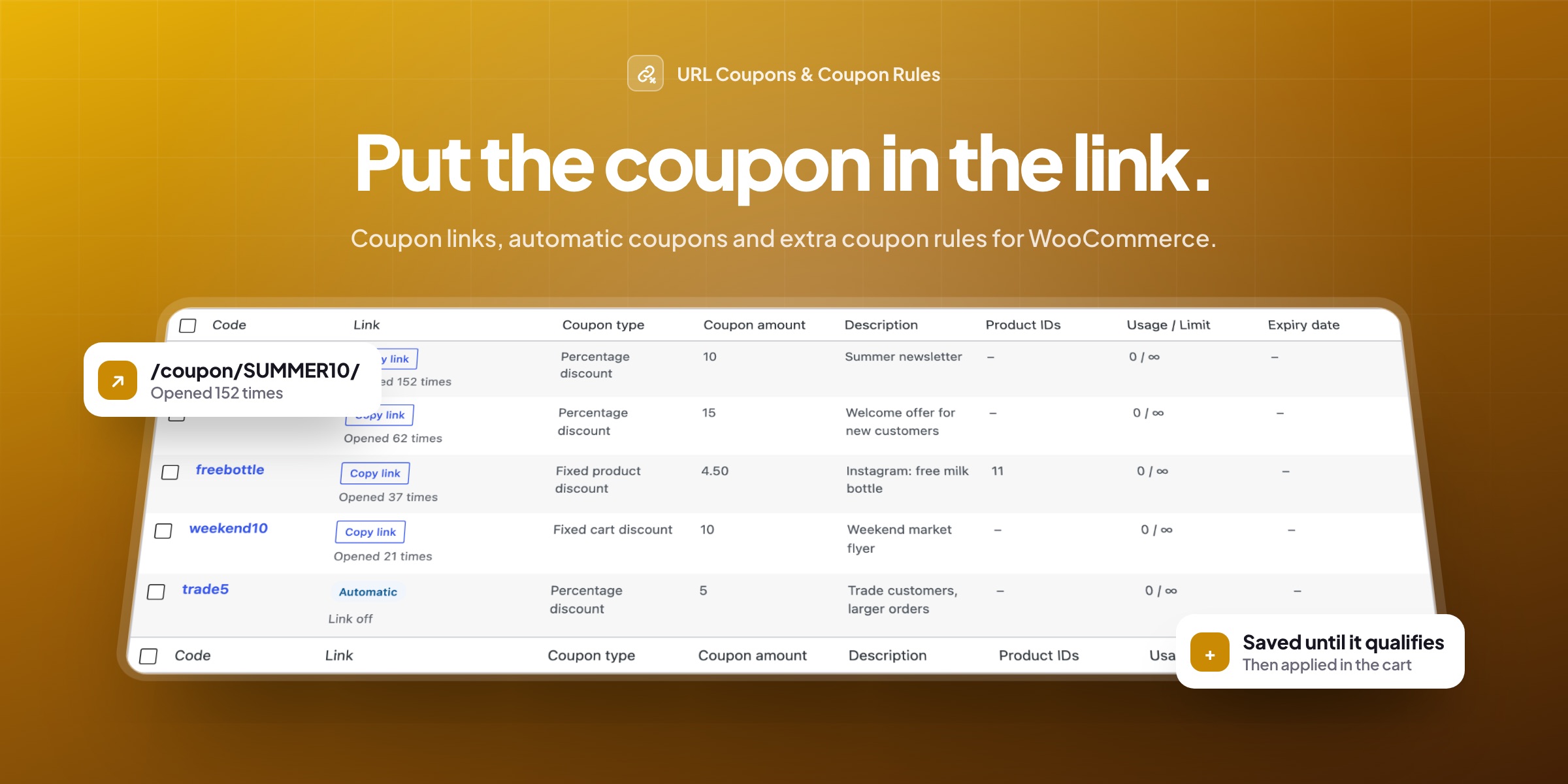URL Coupons & Coupon Rules for WooCommerce
